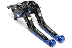 YP YuanPei Leviers d'embrayage de frein repliables Pour MT07 MT-07 FZ-07 Tracer 700 2018 2019 2020 Leviers extensibles en aluminium Accessoires moto(Noir+Bleu)