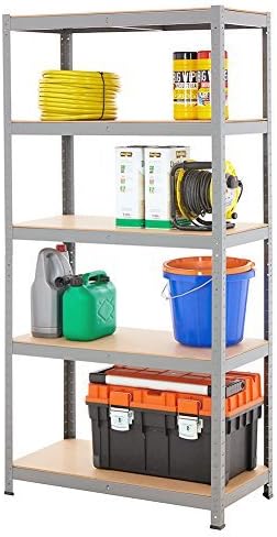 Cownic Heavy Duty 5 Tiers Boltless Shelving Unit Commercial Racking Garage Shelving Unit Storage Shelf Display (1 x Unit, Silver)