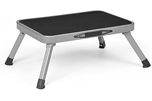 HOUSE DAY EN14183 Scaletta Step Scaletta pieghevole pieghevole in acciaio portatile con piattaforma in gomma antiscivolo Scaletta stabile con gradino da 150 kg