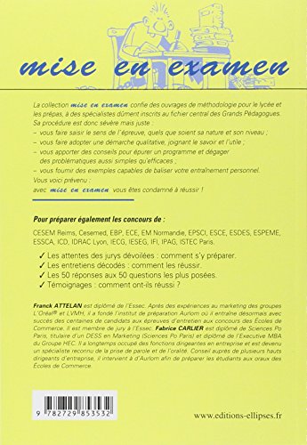Book's Cover of Epreuves orales d'entretien aux concours des écoles de commerces & sciences po Paris