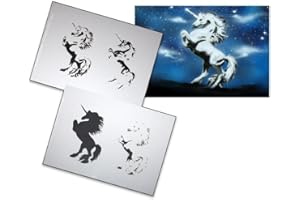 UMR-Design AS-021 Unicorn Pochoir pour aérographe Step by Step Size M