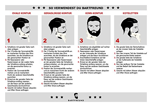 Bartfreund – Premium Bart Schablone mit Anleitung als PDF – intuitiver Bartkamm für präzise Konturen | Bartpflege und Rasur Tool | ideale Geschenkidee für Männer mit Stil | perfekt für Männer mit Vollbart | - 3