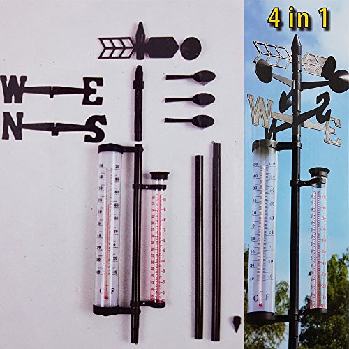 Garten Wetterstation 4-in-1 Thermometer Regenmessung Windrichtung Windgeschwindigkeit