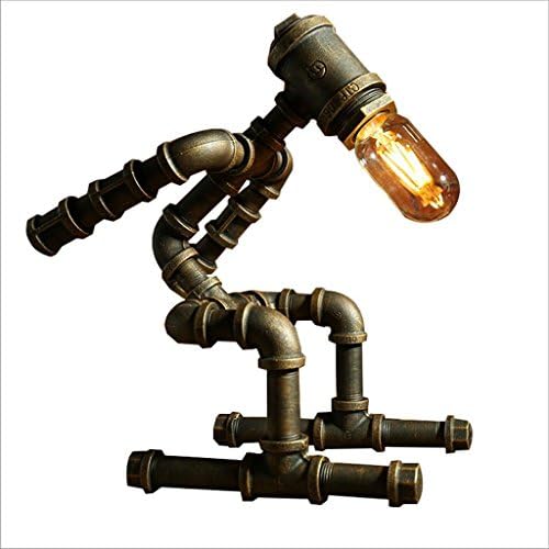 Desk Lamps loft American Retro Nostalgic Water Tube Table Lamp Bar Cafe Light Bedroom Creative Robot Desktop Light (Size: 18 * 33cm) desktop table lamp