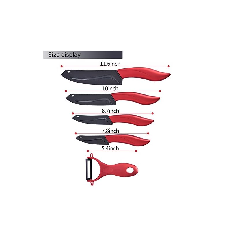 Aramox Cuchillo Cerámica Juego 5 en 4 Cuchillo de Cocina y 1 Pelador