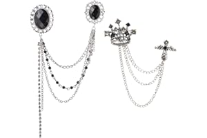 Huture 2PCS Herren Brosche Anstecknadel Broschen Metallclip Blusen Clips Schal Zubehör Clip Nadeln Königliche Krone -Diarakreuz Kristall Vintage Clip Mode Schmuck Abzeichen Corsage für Damen, Schwarz