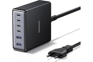 UGREEN 100W 6 Ports Chargeur USB C Rapide Station de Charge Bureau GaN Tech 65W Compatible avec iPhone 17 Pro Max Air 16 Plus 15 14 13 12 11 iPad Mini MacBook Pro Air M4 M3 M2 M1 Galaxy S25 S24 S23