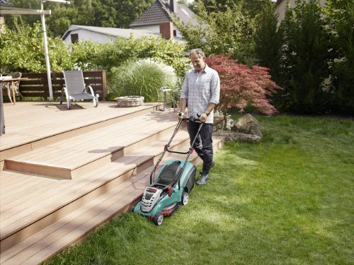 Bosch DIY Akku-Rasenmäher Rotak 43 LI, „Ergo-Flex“, 2 Akkus, Ladegerät, Grasfangbox 50 l (36 V, Ergoflex-System, Schnittbreite 43 cm, Schnitthöhe: 20-70 mm) - 5