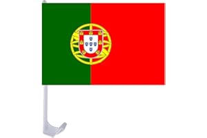 FAHOI 2PCS Portugal Car Flags, 45x30cm World Cup Football Game Window Flags, Small Car Flags with Plastic Stick for Any Cars, Sport Activities Use (Portugal)