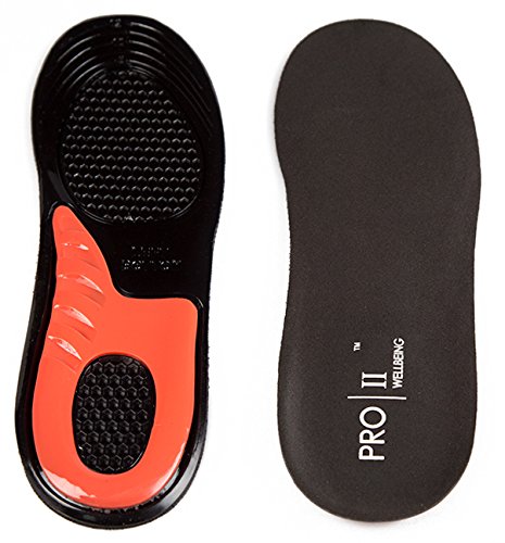 Pro11 Wellbeing Massaging Gel Replacement Sports Orthotic Insoles with Comfort Zone for Impact Relief (8-13 Mens)