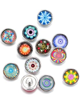 Soleebee Glas Aluminium 12mm Click Button Schmuck Charms Set 12 Stück