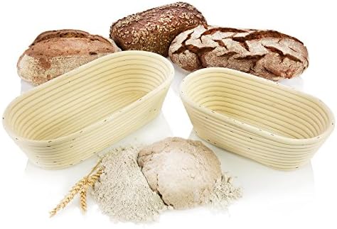 Bluespoon Dough Proofing Basket, Rattan / Wicker 2-Piece, Ideal for Oval Loaves with 1 – 1.5 kg Dough, Gives the Bread its Typical Grooves