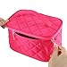 Discoball Lady Women Cosmetic Makeup Toiletry Travel Wash Bag Holder Mirror Case Organizer(Rose Red grid pattern design)