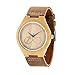 Produktbild Debon Herren Armbanduhr, Unisex Fashion Bambus Holz Armbanduhr mit Natur Rindsleder Gitarrengurt, Leder, braun
