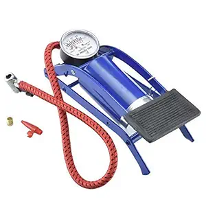 ShopCrazy High Pressure Gauge, Foot Pedal Inflator Single Barrel Cylinder Air Inflation Pump for Motorcycles, Bike Motorbike, Bicycle Tyre Balls, Tires Car