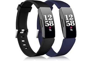 Vobafe 2 Pack Strap Compatible with Fitbit Inspire Straps, Soft Silicone Sport Replacement Wristband for Fitbit Inspire HR/ 2/Ace 2 Women Men, Small Black/Dark Blue