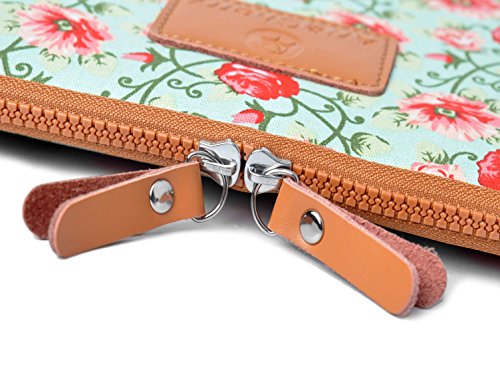 7,0 – 7,9 Zoll Apple iPad Mini 1 2 3 4 Schutzhülle – sehr hochwertige & edel verarbeitete Tablettasche / Tablethülle aus Canvas-Gewebe mit eingenähten Innenfutter und aufwendigen Designeraufdruck! Die Hülle eignet sich auch für Tablets anderer Hersteller bis 320 x 215 mm ( zirka 7,0“ bis 7,9“ )Muster 9 ( Blumen GRÜN) - 4