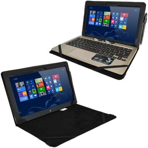 igadgitz Schwarz PU Ledertasche Hülle Folie Cover für Asus Vivo Tab TF810 11.6″ Tablet mit Multi Winkelbetrachtung Stand + Tastatur Dock - 6