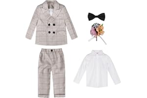 GUOCU Junge Anzug Kinder Gentleman Outfits 4/5/6 Teiliges Set Hochzeit Festliche Anzüge Taufkleidung Performance Prom Party Smoking Formelle Kleidung Set Jungen Zweireihigem Blazer&Hose Outfit