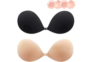 LNMYIC Klebe BH Push up, BH Rückenfrei, Trägerloser BH Kommen Sie mit 1 Paar Nippelpads, Wiederverwendbare Unsichtbar Silikon Rückenfreier BH Haut Freundlich Selbstklebend BH, für Aalle Rückenfreie Kleidung