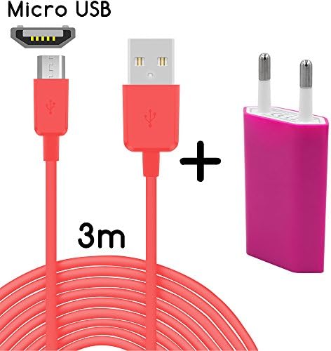 TheSmartGuard Data Transmission and Charging Cable for iPhone 5, 5s, 5 °C, iPad 4, iPad Mini, iPad Air, iPod Touch 5th Generation, iPod Nano 7th Generation (Connectors USB and Lightning 8 Pin) Huawei Honor Holly 3 m, Pink + Power Supply