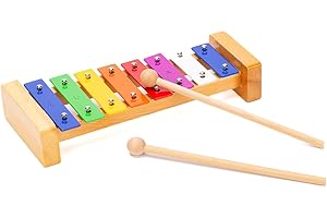 CeleMoon 8 Notes Colorful Wooden Xylophone Glockenspiel, Musical Instrument Drum with Accurate Sounds Educational Preschool Learning Gift
