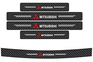 LEVABE Auto Einstiegsleisten für Mitsubishi Eclipse Cross 2018-2023, Carbon Faser Auto Einstiegsleisten Kantenschutz Schutz Heckstoßstange Schutzfolie Dekorations ZubehöR