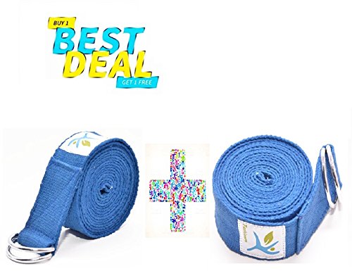Yoga Strap – Durable Cotton Exercise Straps – Standard 8FT - Adjustable D-Ring Buckle Gives Flexibility for Yoga, Stretching & General Fitness – (Blue) RS.399 (67.00% Off) - Amazon Yoga Strap – Durable Cotton Exercise Straps – Standard 8FT - Adjustable D-Ring Buckle Gives Flexibility for Yoga, Stretching & General Fitness – (Blue) RS.399 (67.00% Off) - Amazon