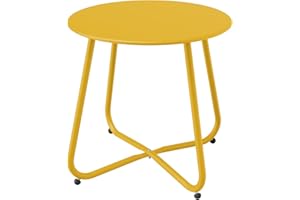 Grand patio Tavolino Bassi Rotondo, Vari di Colori, Tavolino da Salotto,Tavolino Decorativo per Camera, Portico, Patio, Balcone (Giallo)