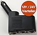 Produktbild SET-33C KFZ AUTO Zigarettenanzünder 12V - 24V - 3-fach - / Verteiler / Steckdose Adapter