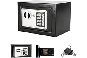 LEADZM Elektronischer Safe 4,8L – Feuerfester & Wasserdichter Tresor mit Digitalem Zahlenschloss & 2 Schlüsseln, Doppelstahlbolzen-Sicherheit für Schmuck, Bargeld, Wertsachen (23x17x17 cm, Grau)