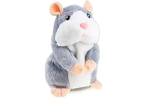 IDEAPRO Talking Hamster Toy, Repeats What You Say Plush Animal Toy, Electronic Hamster Mouse for Boy and Girl Gift