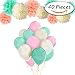 Produktbild Paxcoo 40pcs Minze Pfirsich Gewebe Pom Poms Latex Ballons und Papier Girlande für Baby Dusche Party Dekorationen