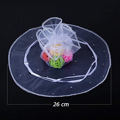 (Dia. 26cm) 100 stück Rund Organzasäckchen Tüllkreise Hochzeit Organzabeutel Kommunion Geschenkbeutel Taufe Schmuckbeutel organza (Weiß) - 2