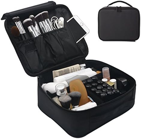Makeup Cosmetic Case Beauty Box Storage Tool Brushes Bag Organizer Kit Make Up Artist Storage for Cosmetics, Makeup Brush Set, Toiletry And Travel Accessories (Black)