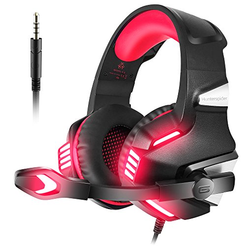 Auriculares Gaming PS4 VersionTech Cascos Gamer Xbox One PC Juegos Con Micrófono Aislante de Ruido Sonido Envolvente Luz LED Control de Volumen Para Ordenador Portátil Tableta/PSP/Teléfono Móvil