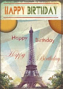Happy Birthday Eiffel Tower Greeting Card by Max Hernn: Amazon.co.uk ...
