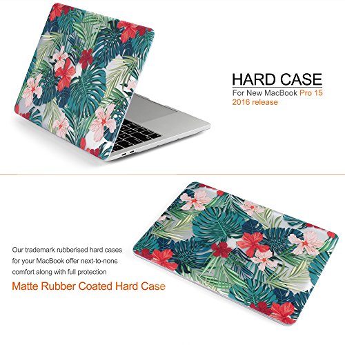 iDOO MacBook Schutzhülle / Hard Case Cover Laptop Hülle [Für 2016 MacBook Pro 15 Zoll mit Touch Bar: A1707] – matt, Tropische Palmen - 2