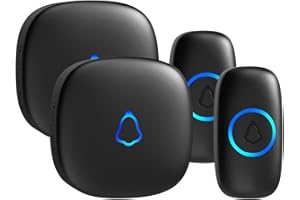 SECRUI Campanello Senza Fili da Esterno, 400m Campanello Wireless, IP66 Campanello con LED Lampeggiante 58 Melodie, 5 Livelli di Volume e Modalità Mute (2 Ricevitori +2 Trasmettitori)