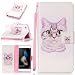 Produktbild Huawei P8 lite Flip Case Katze Farbige Zeichnung Volle Schutzhülle Karte Set Weiche Leder Magnet Flip Verschluss Abdeckung Niedlich Stil Bookstyle Hülle Soft Silikon Schock und Kratzer absorbiert Telefon Lederhülle mit Handschlaufe für Huawei P8 lite