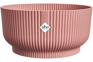 Elho Vibes Fold Bowl 25 - Macetero por Interior - 100% Plástico Reciclado - Ø 24.9 x H 12.1 cm - Rosado/Delicate Pink