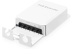 BINARDAT Switch PoE Passthrough da esterno, 1 PoE in 4 PoE Out Extender, IEEE802.3af/at/bt PoE Powered 90W, 100Mbps Ethernet, montaggio a parete impermeabile Plug and Play