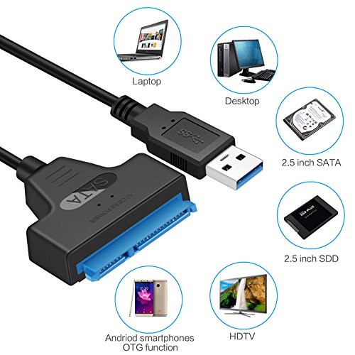 BlueBeach® SATA 3 Adapter USB 3.0 bis 2.5″ Festplatte HDD SSD SATA III 22 Pin Konverter 6Gbps UASP unterstützt - 4