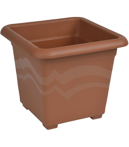 Geli Planter Nora Vaso Quadrato In Polipropilene, Colore Terracotta, 23x23x20 Cm