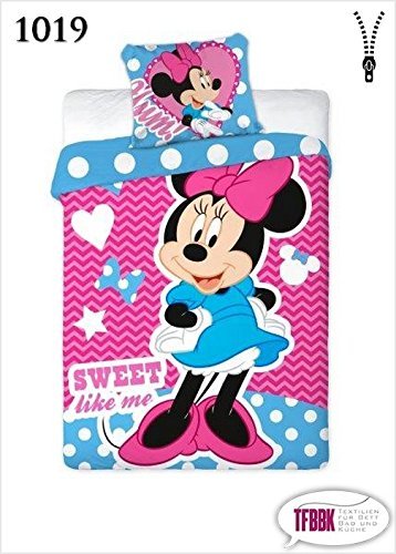 Preisvergleich Produktbild 2 tlg Kinderbettwäsche 100x135 40x60 Disney 1019 Minnie Mouse
