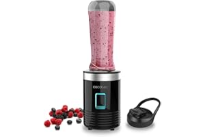 ‎CECOTEC Cecotec Blender przenośny pojedynczy kubek Power Titanium 300 350W, siekający lód, 4-ostrzowe ostrza pokryte czarnym tytanem, części nadające się do zmywarki, tylko jednym dotknięciem, 600ml