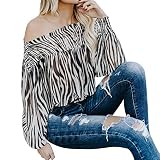 Yvelands Damen Bluse Weste Weisefrauen Weg vom Schulter-Druck Long Sleeves Shirt Tops Tank Top T-Shirt Tops(Schwarz,M)