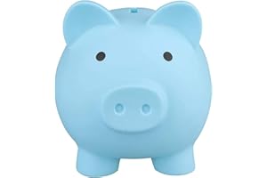 Leling - cerdo plástico, original banco dinero cerdo plástico, hucha para niños, regalo para niños y niñas, niños y adultos Gifts azul L