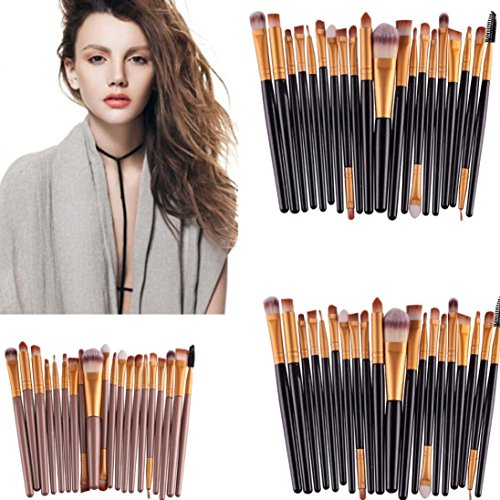 Fortan 20 Stück / Set Wolle Make-up-Pinsel-Set Make-up-Tools Körperpflege -Set-Gold - 2