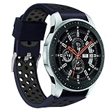 Knowin Doppelte Farbe Sport Silikon Armband für Samsung Galaxy Watch 46mm Silikon Uhrenarmband mit Edelstahl Silberne Schnalle, Schnellverschluss Ersatzarmband